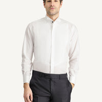 Beyaz Ata Yaka Slim Fit Dar Kesim Pamuk Gömlek