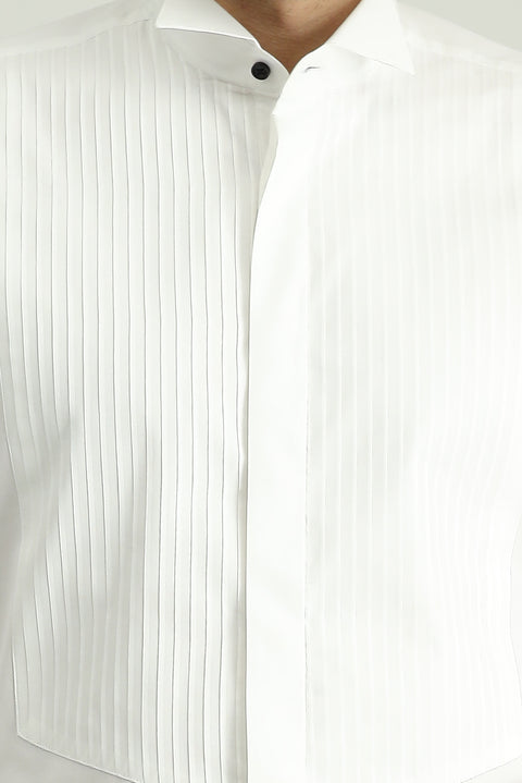 Beyaz Ata Yaka Slim Fit Dar Kesim Pamuk Gömlek