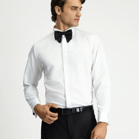 Beyaz Ata Yaka Slim Fit Dar Kesim Pamuk Gömlek