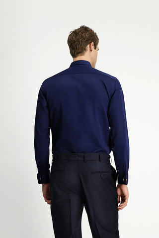  Koyu Lacivert Ata Yaka Slim Fit Dar Kesim Taşlı Pamuklu Kolay Ütülenebilir Gömlek