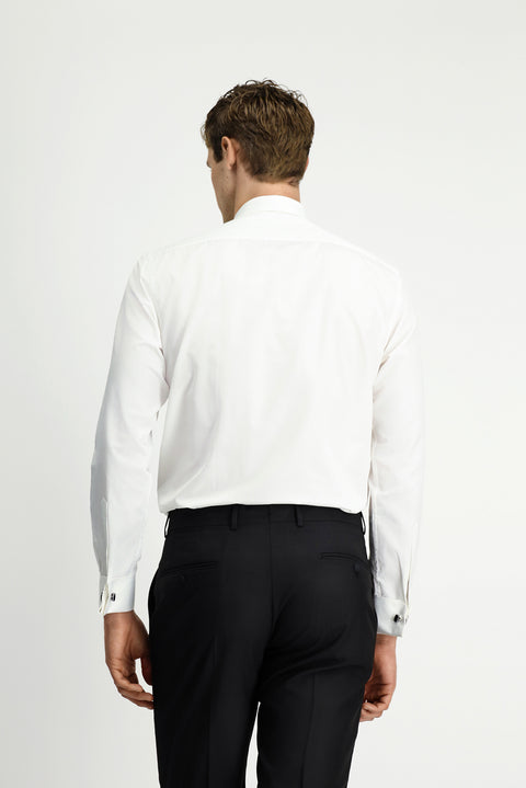 Beyaz Ata Yaka Desenli Slim Fit Dar Kesim Pamuklu Kolay Ütülenebilir Gömlek