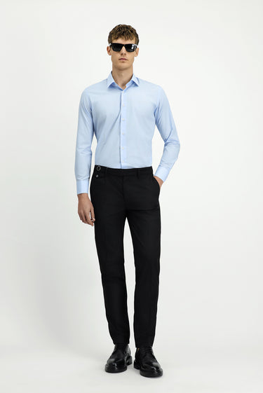  Açık Mavi Uzun Kol Slim Fit Dar Kesim Klasik Manşetli Pamuk Gömlek