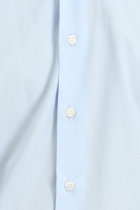 Açık Mavi Uzun Kol Slim Fit Dar Kesim Klasik Manşetli Pamuk Gömlek