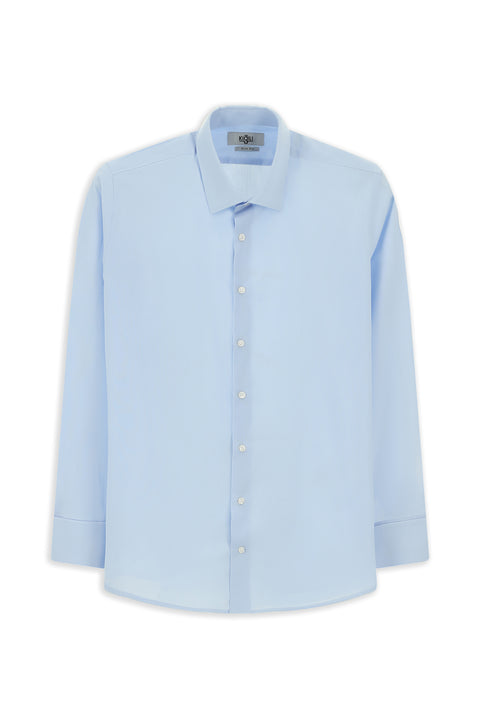 Açık Mavi Uzun Kol Slim Fit Dar Kesim Klasik Manşetli Pamuk Gömlek