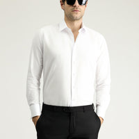 Beyaz Uzun Kol Slim Fit Dar Kesim Klasik Manşetli Pamuk Gömlek