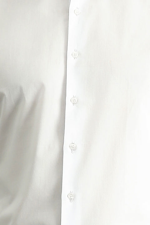 Beyaz Uzun Kol Slim Fit Dar Kesim Klasik Manşetli Pamuk Gömlek