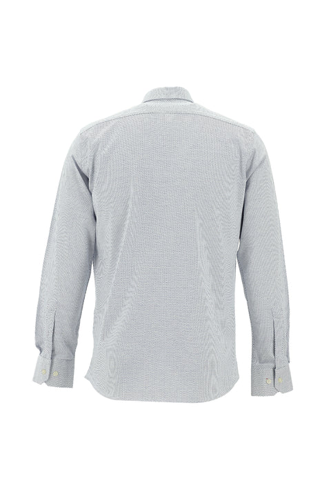 Mavi Uzun Kol Slim Fit Dar Kesim Desenli Örme Pamuk Gömlek