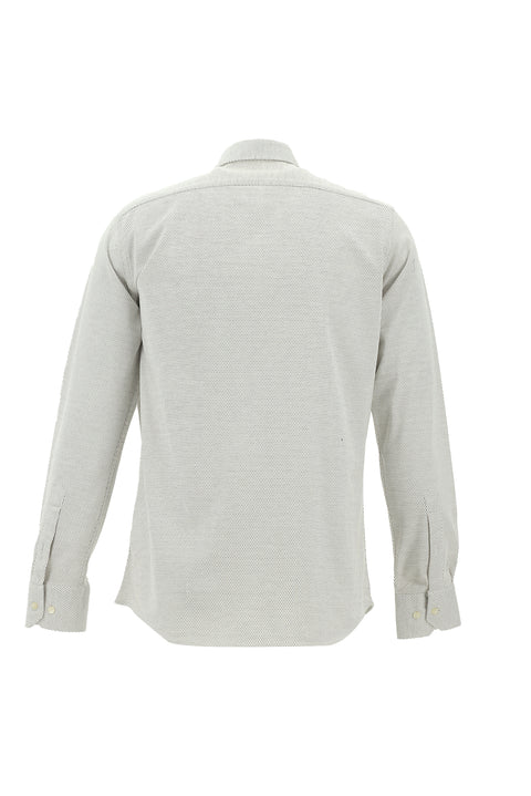 Koyu Bej Uzun Kol Slim Fit Dar Kesim Desenli Örme Pamuk Gömlek