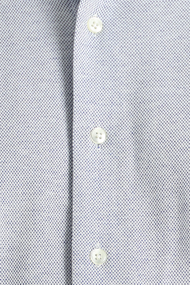 Koyu Mavi  Uzun Kol Slim Fit Dar Kesim Desenli Örme Pamuk Gömlek