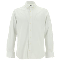 Beyaz Uzun Kol Slim Fit Dar Kesim Desenli Örme Pamuk Gömlek