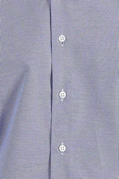 Koyu Mavi  Uzun Kol Slim Fit Dar Kesim Klasik Desenli Pamuklu Kolay Ütülenebilir Gömlek