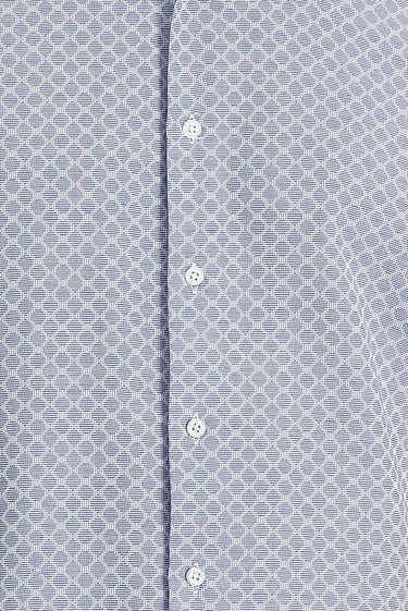 Orta Lacivert Uzun Kol Slim Fit Dar Kesim Klasik Desenli Pamuklu Kolay Ütülenebilir Gömlek