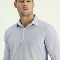 Açık Mavi Uzun Kol Slim Fit Dar Kesim Klasik Desenli Pamuklu Kolay Ütülenebilir Gömlek