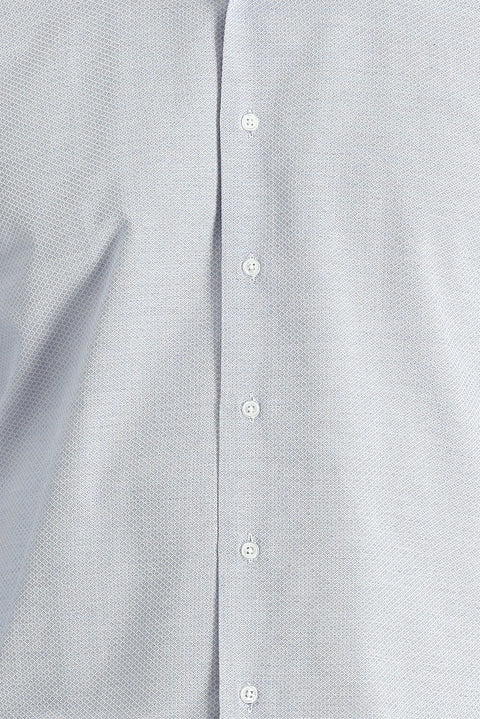 Açık Mavi Uzun Kol Slim Fit Dar Kesim Klasik Desenli Pamuklu Kolay Ütülenebilir Gömlek