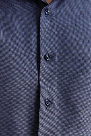  Koyu Lacivert Uzun Kol Slim Fit Dar Kesim Klasik Desenli Pamuklu Kolay Ütülenebilir Gömlek