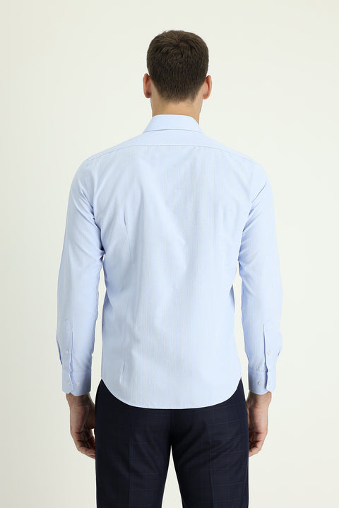 Light Blue Long Sleeve Slim Fit Classic Cotton Easy-Iron Shirt