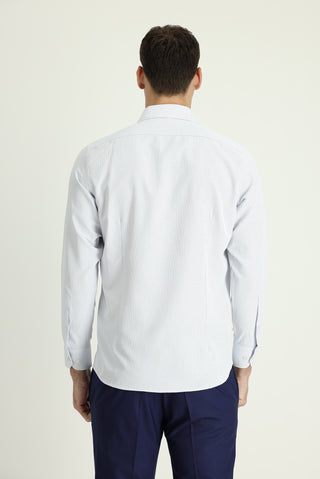  Uçuk Mavi Uzun Kol Slim Fit Dar Kesim Klasik Pamuklu Kolay Ütülenebilir Gömlek