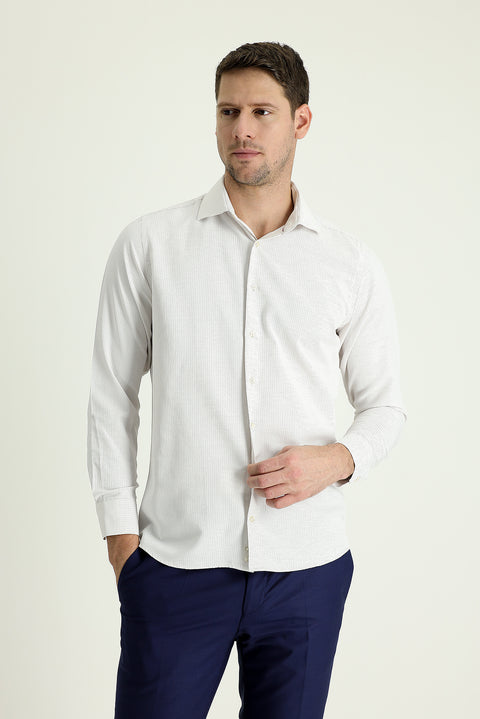 Light Brown Long Sleeve Slim Fit Classic Cotton Easy-Iron Shirt