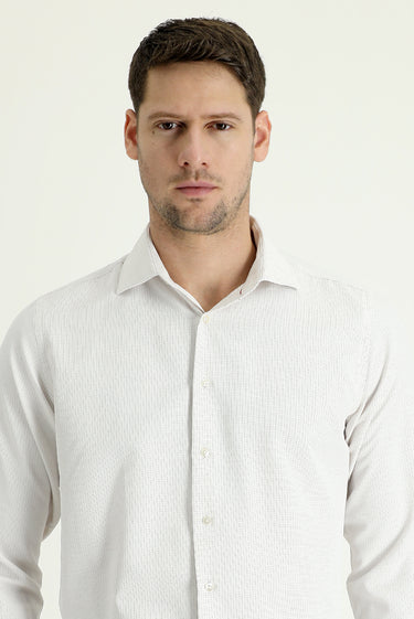 Açık Kahve  Uzun Kol Slim Fit Dar Kesim Klasik Pamuklu Kolay Ütülenebilir Gömlek