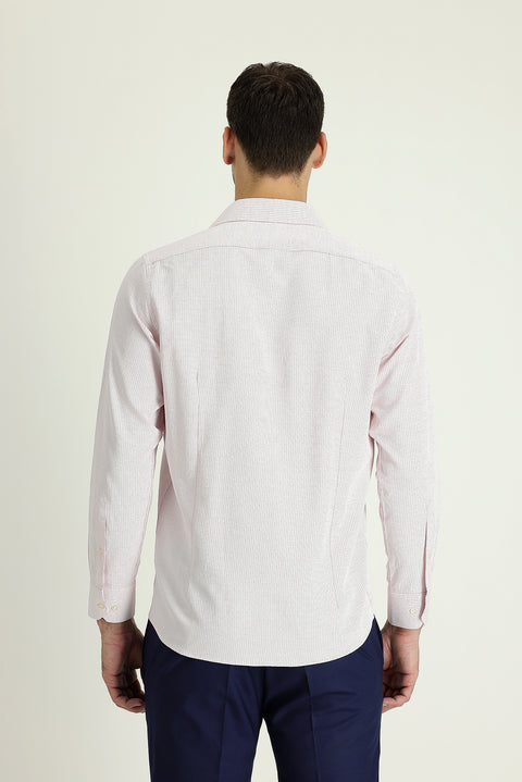 Light Red Long Sleeve Slim Fit Classic Cotton Easy-Iron Shirt