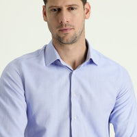 Açık Mavi Uzun Kol Slim Fit Dar Kesim Klasik Pamuklu Kolay Ütülenebilir Gömlek