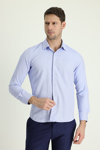  Açık Mavi Uzun Kol Slim Fit Dar Kesim Klasik Pamuklu Kolay Ütülenebilir Gömlek