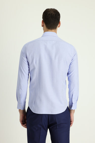 Açık Mavi Uzun Kol Slim Fit Dar Kesim Klasik Pamuklu Kolay Ütülenebilir Gömlek