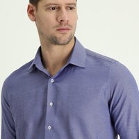 Koyu Mavi  Uzun Kol Slim Fit Dar Kesim Klasik Pamuklu Kolay Ütülenebilir Gömlek