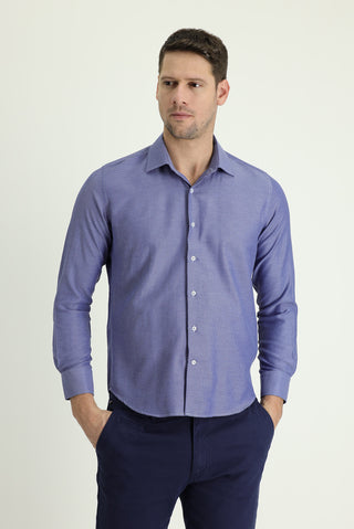  Koyu Mavi  Uzun Kol Slim Fit Dar Kesim Klasik Pamuklu Kolay Ütülenebilir Gömlek-Ki??l?