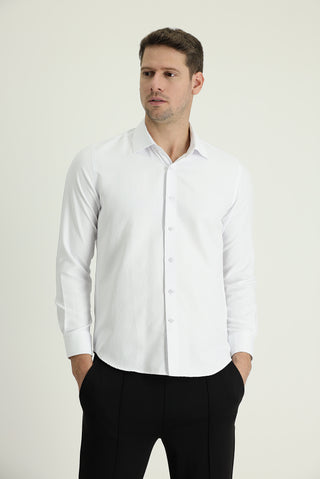  Beyaz Uzun Kol Slim Fit Dar Kesim Klasik Pamuklu Kolay Ütülenebilir Gömlek