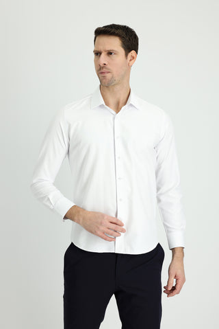  Beyaz Uzun Kol Slim Fit Dar Kesim Klasik Desenli Pamuklu Kolay Ütülenebilir Gömlek