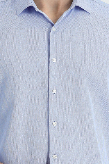 Koyu Mavi  Uzun Kol Slim Fit Dar Kesim Klasik Desenli Pamuklu Kolay Ütülenebilir Gömlek