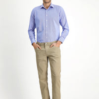 Dark Blue Long Sleeve Slim Fit Narrow Cut Classic Patterned Cotton Easy Iron Shirt