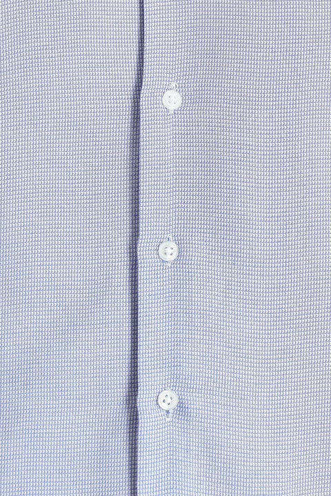 Blue Long Sleeve Slim Fit Narrow Cut Classic Patterned Cotton Easy Iron Shirt