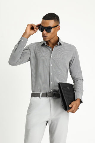  Siyah Uzun Kol Slim Fit Dar Kesim Klasik Desenli Pamuklu Kolay Ütülenebilir Gömlek