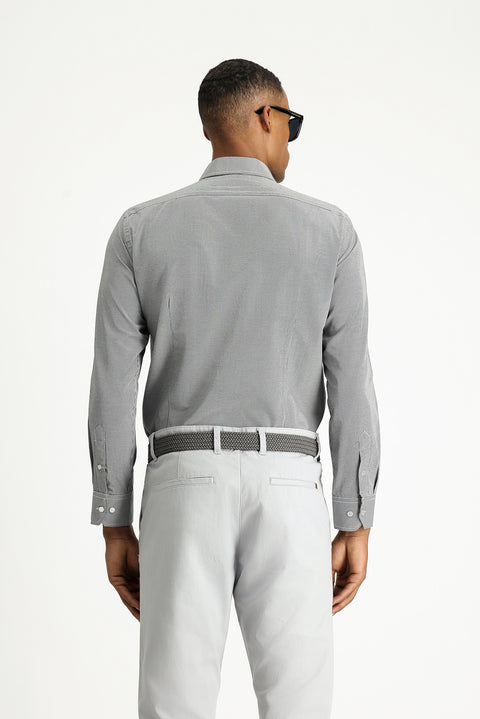 Siyah Uzun Kol Slim Fit Dar Kesim Klasik Desenli Pamuklu Kolay Ütülenebilir Gömlek