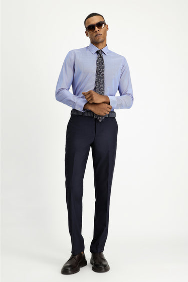  Saks Mavi Uzun Kol Slim Fit Dar Kesim Klasik Desenli Pamuklu Kolay Ütülenebilir Gömlek