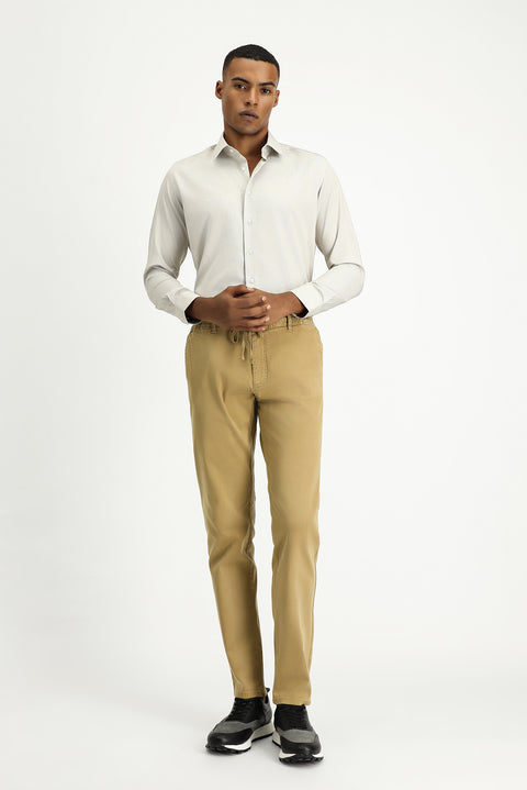 Açık Gri Uzun Kol Slim Fit Dar Kesim Klasik Desenli Pamuklu Kolay Ütülenebilir Gömlek