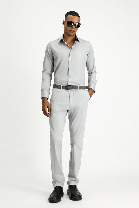 Koyu Lacivert Uzun Kol Slim Fit Dar Kesim Klasik Desenli Pamuklu Kolay Ütülenebilir Gömlek