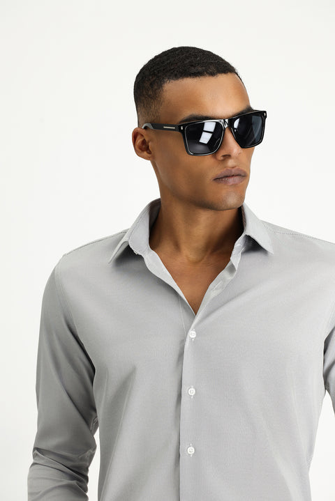 Koyu Lacivert Uzun Kol Slim Fit Dar Kesim Klasik Desenli Pamuklu Kolay Ütülenebilir Gömlek