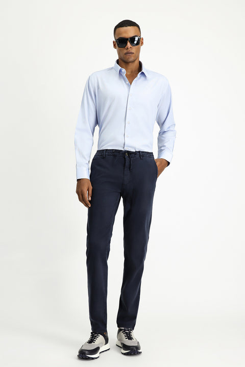 Açık Mavi Uzun Kol Slim Fit Dar Kesim Klasik Desenli Pamuklu Kolay Ütülenebilir Gömlek