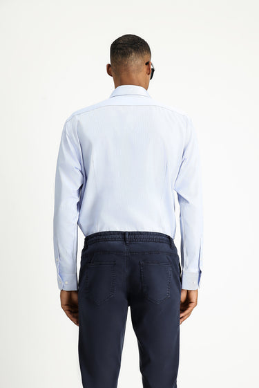 Açık Mavi Uzun Kol Slim Fit Dar Kesim Klasik Desenli Pamuklu Kolay Ütülenebilir Gömlek