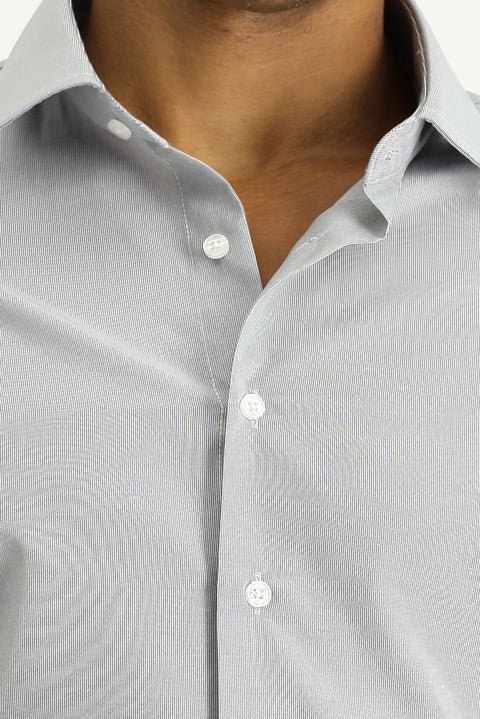 Siyah Uzun Kol Slim Fit Klasik Yaka Pamuklu Kolay Ütülenebilir Desenli Gömlek