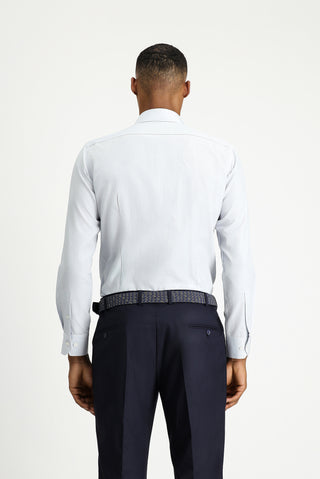  Açık Gri Uzun Kol Slim Fit Dar Kesim Klasik Desenli Pamuklu Kolay Ütülenebilir Gömlek