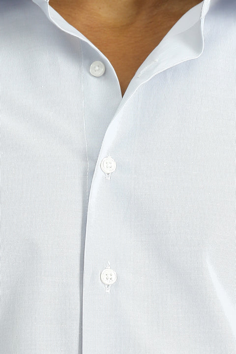 Açık Gri Uzun Kol Slim Fit Klasik Yaka Pamuklu Kolay Ütülenebilir Desenli Gömlek