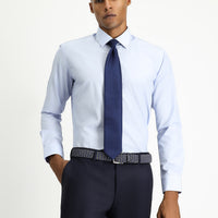 Açık Mavi Uzun Kol Slim Fit Dar Kesim Klasik Desenli Pamuklu Kolay Ütülenebilir Gömlek