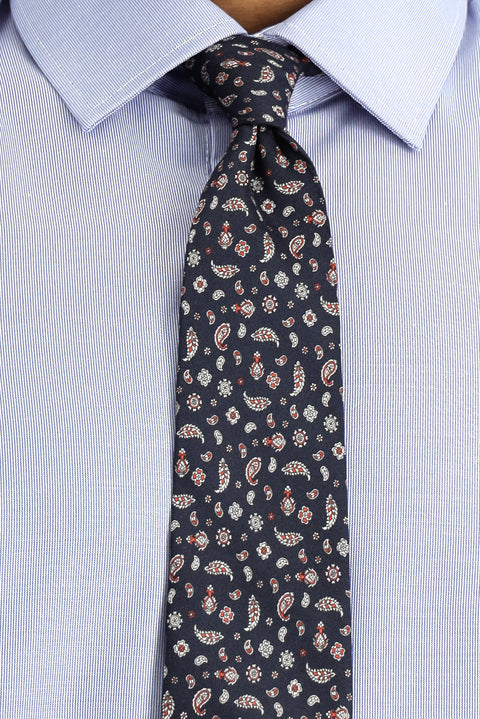 Koyu Mavi  Uzun Kol Slim Fit Klasik Yaka Pamuklu Kolay Ütülenebilir Desenli Gömlek