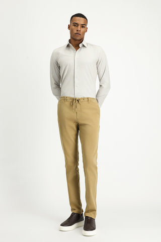  Orta Bej Uzun Kol Slim Fit Dar Kesim Klasik Desenli Pamuklu Kolay Ütülenebilir Gömlek