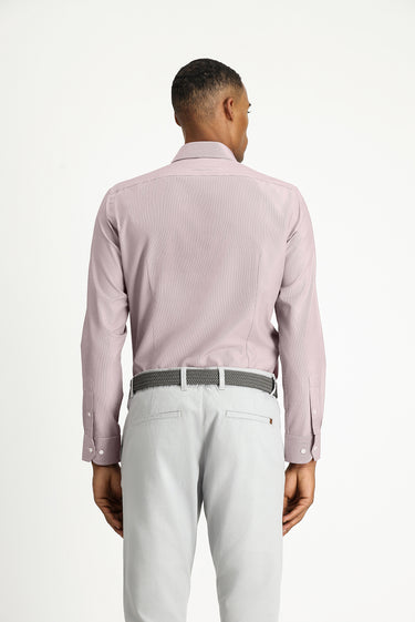 Açık Bordo Uzun Kol Slim Fit Dar Kesim Klasik Desenli Pamuklu Kolay Ütülenebilir Gömlek