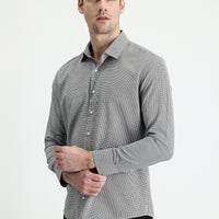 Siyah Uzun Kol Slim Fit Dar Kesim Klasik Desenli Pamuklu Kolay Ütülenebilir Gömlek